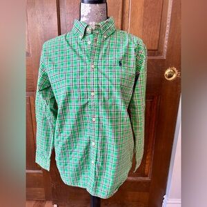 Ralph Lauren Boys Green Plaid Button Down Shirt